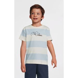 Quapi - T-shirt - Lichtblauw/Ecru - Katoenmix