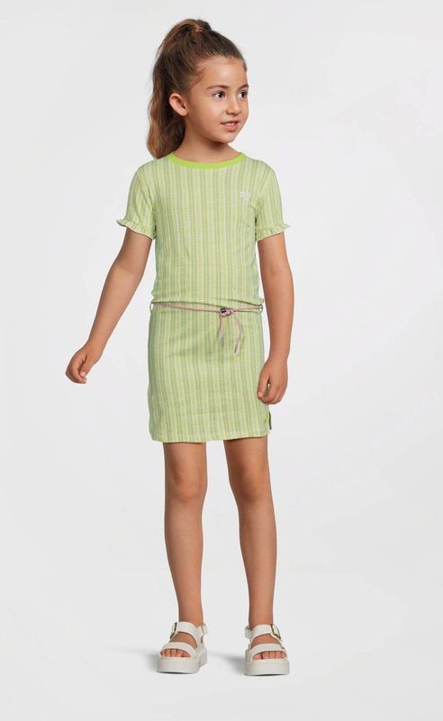 Quapi - Jurk - Lichtgroen/Roze - Katoen/Elastaan