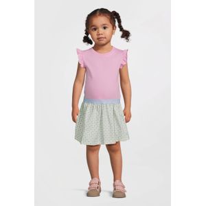 Quapi - Mini Jurk - Lichtroze Blauw Lichtgroen - Elastische Tailleband