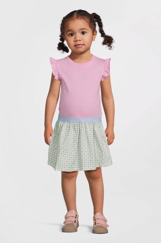 Quapi - Mini Jurk - Lichtroze Blauw Lichtgroen - Elastische Tailleband