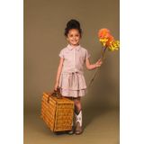 Quapi - FEYO - Blouse - Beige Lichtpaars Roze - Korte Mouwen - Klassieke Kraag