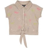 Quapi - FEYO - Blouse - Beige Lichtpaars Roze - Korte Mouwen - Klassieke Kraag
