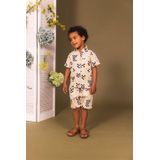 Quapi - Overhemd - Beige - Donkerblauw - Oranje - Regular Fit