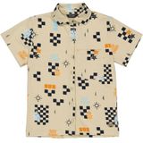 Quapi - Overhemd - Beige - Donkerblauw - Oranje - Regular Fit