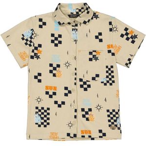 Quapi - Overhemd - Beige - Donkerblauw - Oranje - Regular Fit