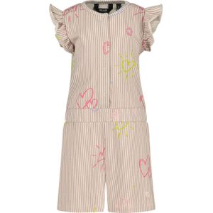 Quapi - Playsuit - Beige Roze Geel - Stretchkatoen - Ruches