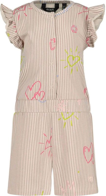 Quapi - Playsuit - Beige Roze Geel - Stretchkatoen - Ruches