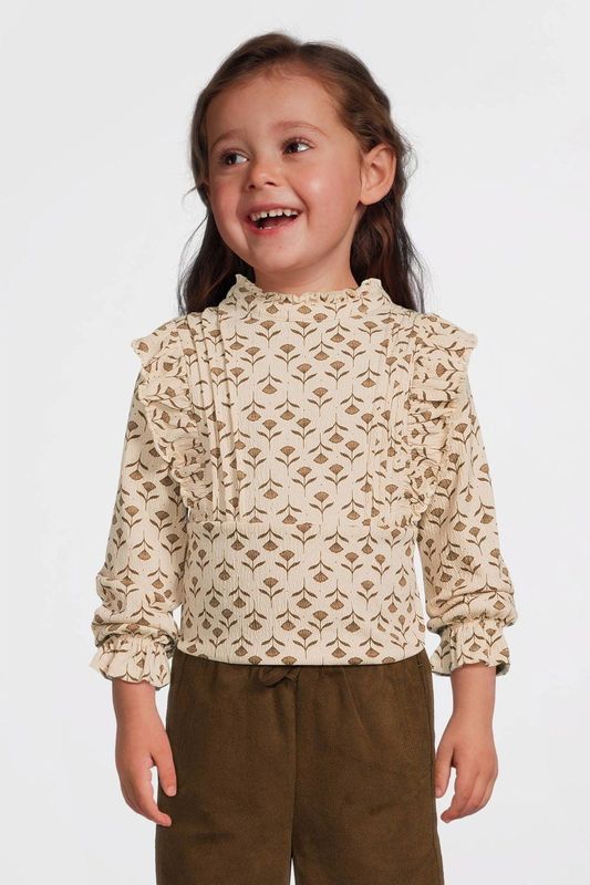 LEVV - Little Top - Katoen - Met Knoopsluiting - Rechte Mouwen - Opstaande Kraag