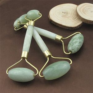 Narimano® Jade Stone Massageapparaat rol- steen voor gezichtsmassage, oogcontour- groene kwartssteen- welzijn en schoonheid van de huid- roller