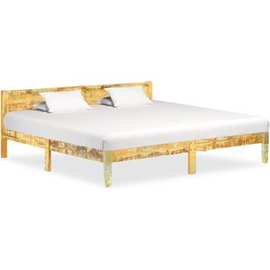 The Living Store Houten Bedframe - Vintage Meubel - 205 x 205 cm - Massief gerecycled hout