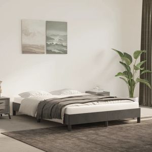 The Living Store Bedframe zonder matras 140x190 cm fluweel donkergrijs - Donkergrijs Bed Frame - Velvet Bed Frame - Tweepersoons Bed Frame - Slaapcomfort - Boxspring Bed Frame