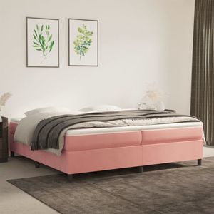 The Living Store Boxspring met matras fluweel roze 200x200 cm - Boxspring - Boxsprings - Bed - Slaapmeubel - Boxspringbed - Boxspring Bed - Eenpersoonsbed - Bed Met Matras - Bedframe - Ledikant - Bedden