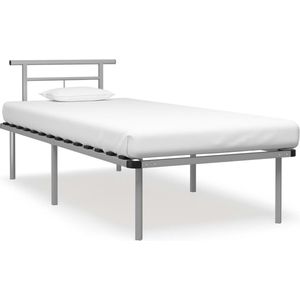The Living Store Bettgestell Grau Metall 90x200 cm - Metallbett - Doppelbett - Bettgestell - Boxspringbett - Schlafraum