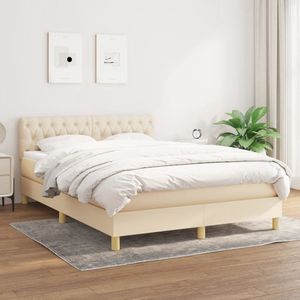 The Living Store Boxspringbed - Deluxe - Crème - 140x190 cm - Pocketvering