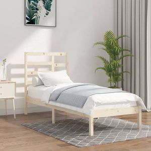 The Living Store Bedframe massief hout 100x200 cm - Houten Bedframe - Modern Design - Enkel Bed - Slaap Kamer Meubels - Één Persoonsbed