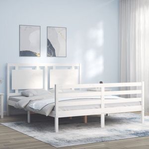 The Living Store Bed Vigo - Massief Grenenhout - 205.5 x 155.5 x 100 cm - Wit