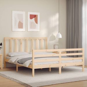 The Living Store Bedframe zonder matras massief grenenhout 160x200 cm - Massief Grenenhouten Bed Frame - Houten Bed - Bed Frame Bruin - Tweepersoons Bed - Boxspring Bed