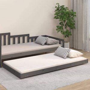 The Living Store Bedframe massief grenenhout grijs 90x200 cm - Houten Bedframe - Bedframe Grenenhout - Massief Hout Bed - Enkelpersoonsbed - Tweepersoonsbed