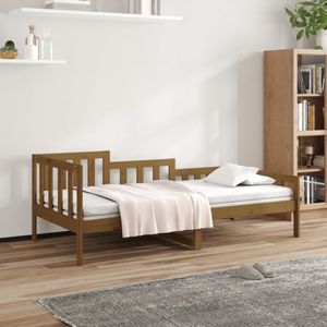 The Living Store Slaapbank 80x200 cm massief grenenhout honingbruin - Slaapbank - Logeerbed - Grenenhout Bed - Honigbruin Bed - Tweepersoons Bed