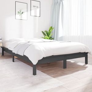 The Living Store Bedframe Grenenhout - Grijs - 120x190 cm - Rustiek houten bed voor moderne slaapkamers