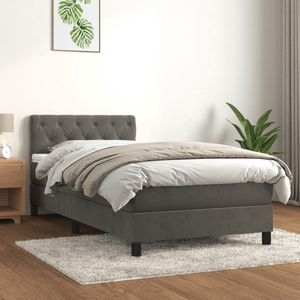 Boxspringbett mit Matratze Dunkelgrau 80x200 cm Samt - Samtbett - Boxspringbett - Doppelbett - Bettenrahmen - Hochwertiges Bett - The Living Store