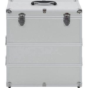 The Living Store Cosmetica Koffer - ABS-folie en Aluminium - 37x24x40 cm - 3 Lagen - Draaghandvat