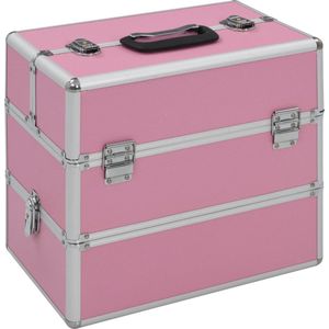 The Living Store Cosmetica Koffer - 37 x 24 x 35 cm - 2 lagen - Roze