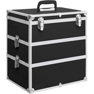 The Living Store Cosmeticakoffer - ABS-folie en aluminium - 37 x 24 x 40 cm - Met 3 afneembare lagen