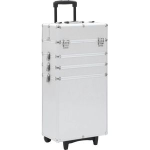 vidaXL Make-up Organizer - Make-up Trolley - Make-up trolley aluminium zilverkleurig - Beauty Case - Cosmetica Kast - Aluminium Trolley