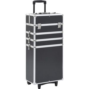 The Living Store Make-up Trolley - Houten Beauty Organizer - 37x22x78cm - Zwart