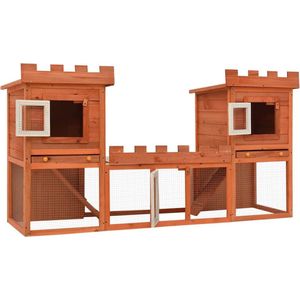 The Living Store Konijnenhok dubbel groot - Konijnenhok - Konijnenverblijf - Konijnenhuis - Klein Dier Verblijf - Houten Konijnenhok