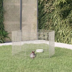 The Living Store Dierenverblijf 6 panelen 54x60 cm gegalvaniseerd ijzer - Konijnenkooi - Konijnenhok - Buitenhok - Knaagdier Verblijf - Metalen Kooi