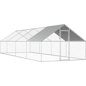 The Living Store Kippenverblijf Huisvesting - 2.75 x 8 x 1.92 m - Gegalvaniseerd staal - Kippenhok - Kippen Verblijf - Kip Kooi - Vogelvoliere - Buitendonk