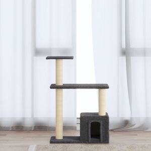 The Living Store Kattenmeubel met sisal krabpalen 70 cm donkergrijs - Kattenmeubel - Krabpaal - Kattenboom - Kattenspullen - Kattenbak