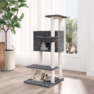 The Living Store Kattenmeubel met sisal krabpalen 108,5 cm donkergrijs - Kattenmeubel - Krabpaal - Sisalkrabbers - Kattenspullen - Kattenhuis