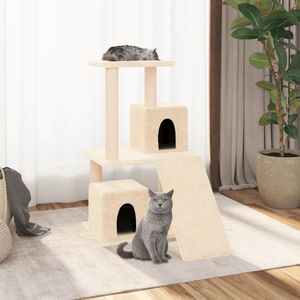 The Living Store Kattenmeubel met sisal krabpalen 82 cm crèmekleurig - Kattenmeubel - Krabpaal - Kattenspullen - Sisalkrabbers - Kattenhuisje