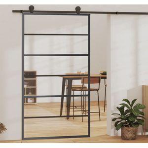 The Living Store Schuifdeur Transparant ESG-Glas met Aluminium Frame - 102 x 205 cm - Geruisloos - Incl -