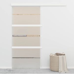 The Living Store Schuifdeur Glaas Mat 102.5 x 205 cm - Zilver