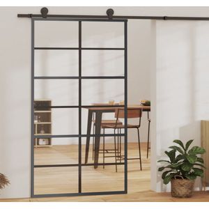 The Living Store Schuifdeur Transparant ESG-glas - 102 x 205 cm - Geruisloos - Aluminium Frame - Inclusief