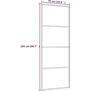 The Living Store Schuifdeur 76x205 cm mat ESG-glas en aluminium wit - Schuifdeur - Glazen Deur - Aluminium Deur - Binnendeur - Sliding Door