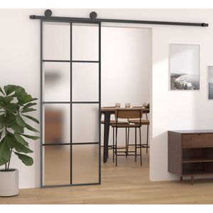 The Living Store - Schiebetür Aluminium und esg Glas 76x205 cm Schwarz - Schiebetür - Aluminiumtür - Glasdoor - Schwarze Tür - Moderne Tür
