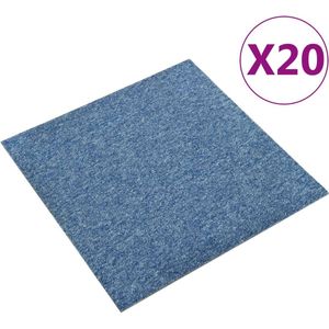 The Living Store Tapijttegels 20 st 5 m² 50x50 cm blauw - Tapijttegels - PVC Vloeren - Vloertegels - Keuken Vloer - Badkamer Vloer