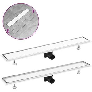 The Living Store Doucheafvoer met 2-in-1 deksel 83x14 cm roestvrij staal - Doucheafvoer - Doucheslang - Badkamer Accessoires - Roestvast Staal - Inox