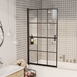 The Living Store Douchewand 80x140 cm ESG zwart - Douchecabine - Douchewand - ESG Glas - Veiligheidsklassement - Doucheruimte