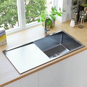 The Living Store Gootsteen handgemaakt roestvrij staal - Keukenspullen - Gootsteen - Inox Gootsteen - Rvs Gootsteen - Spoelbak