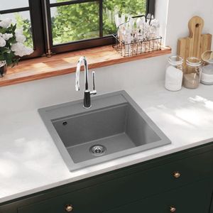 Prolenta Premium - The Living Store Granit-Küchenspüle Einzelbecken Grau - Küchenspülen & Spülbecken - Grau