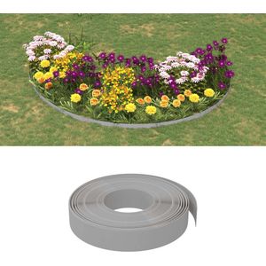 The Living Store Tuinranden 4 st 10 m 10 cm polyetheen grijs - Tuinarand - Perkrand - Gazonrand - Tuin Decoratie - Border Planten