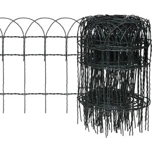 The Living Store Borderafscheiding 25x0,4 m gepoedercoat ijzer - Tuin Rand - Perkrand - Border - Hekwerk - Plantenborder