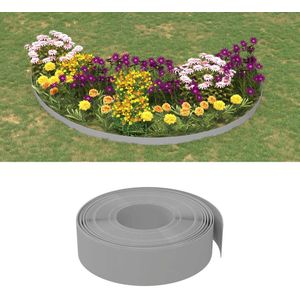 The Living Store Tuinranden 2 st 10 m 15 cm polyetheen grijs - Tuinrand - Perkrand - Gazonrand - Grasrand - Border