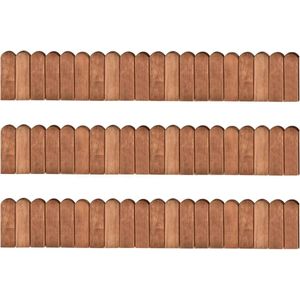 The Living Store Gazonranden 3 st 120 cm geïmpregneerd grenenhout - Tuinrand - Perkrand - Hout - Bruine Kleur - Buitentuin